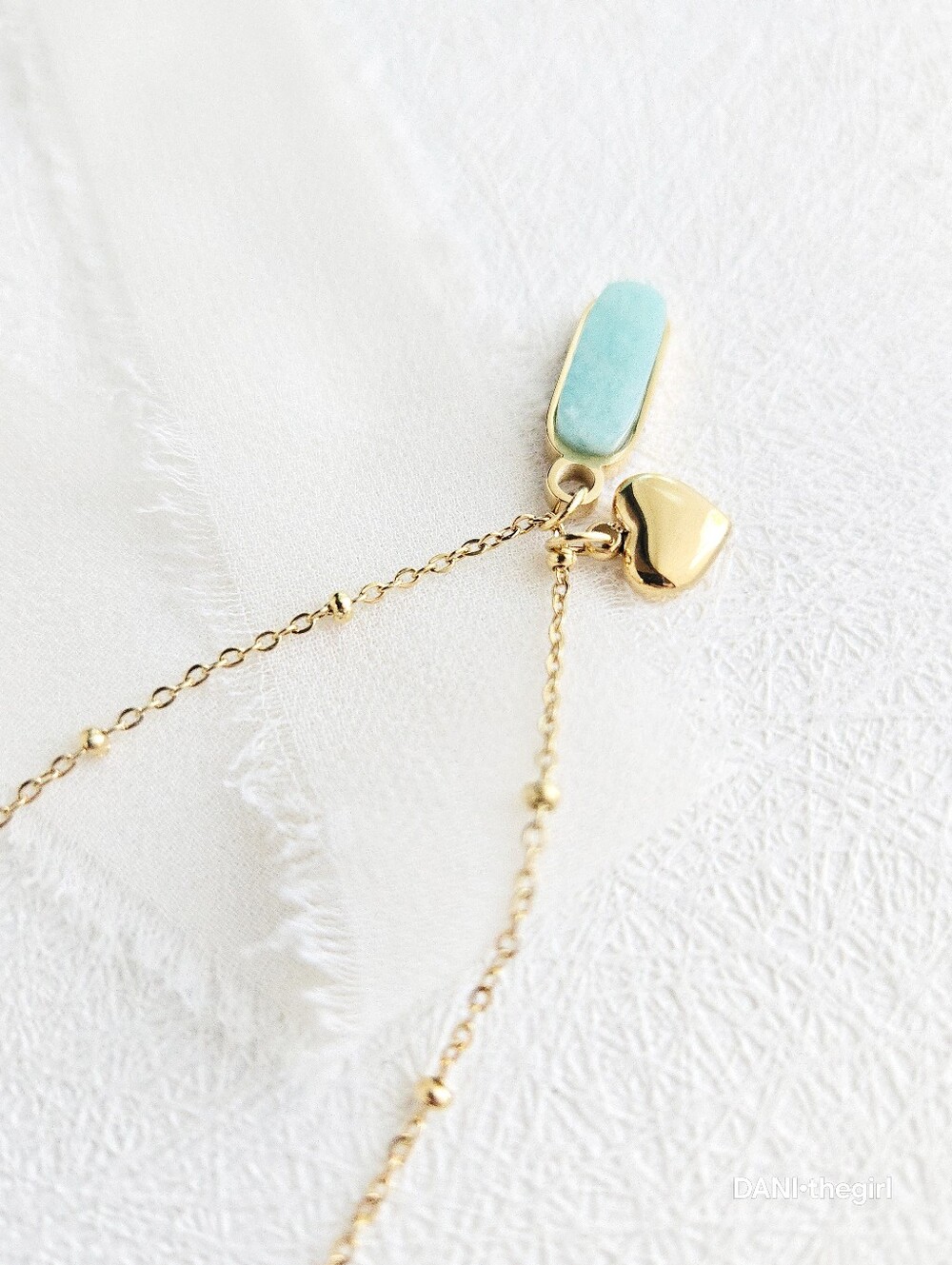 Gold Petite Heart & Stone Necklace - Picture 3 of 8